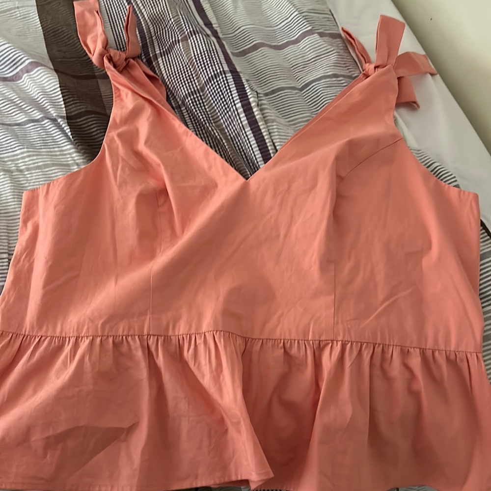 Coral v neck sleeveless with tie straps